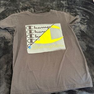 Champion Black Short Sleeve Tee with Yellow Graphic